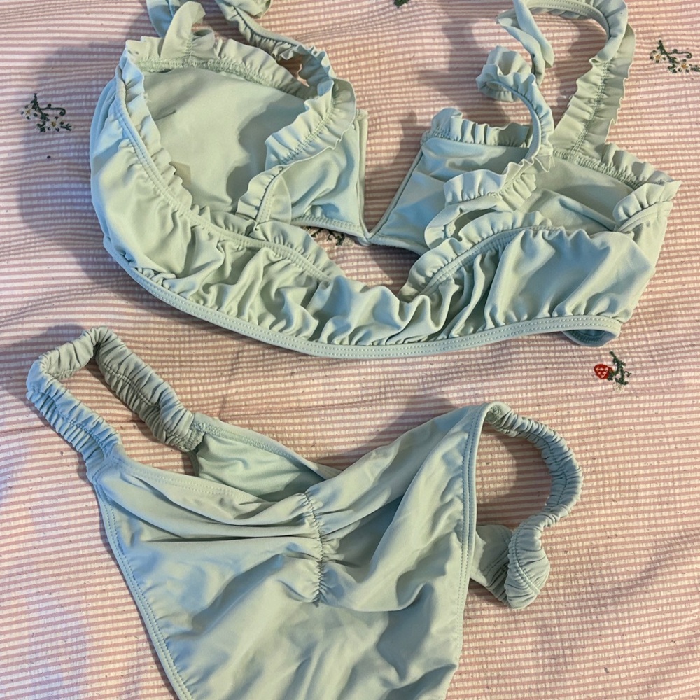 Light Blue Ruffled Bikini Set - Picture 2 of 2